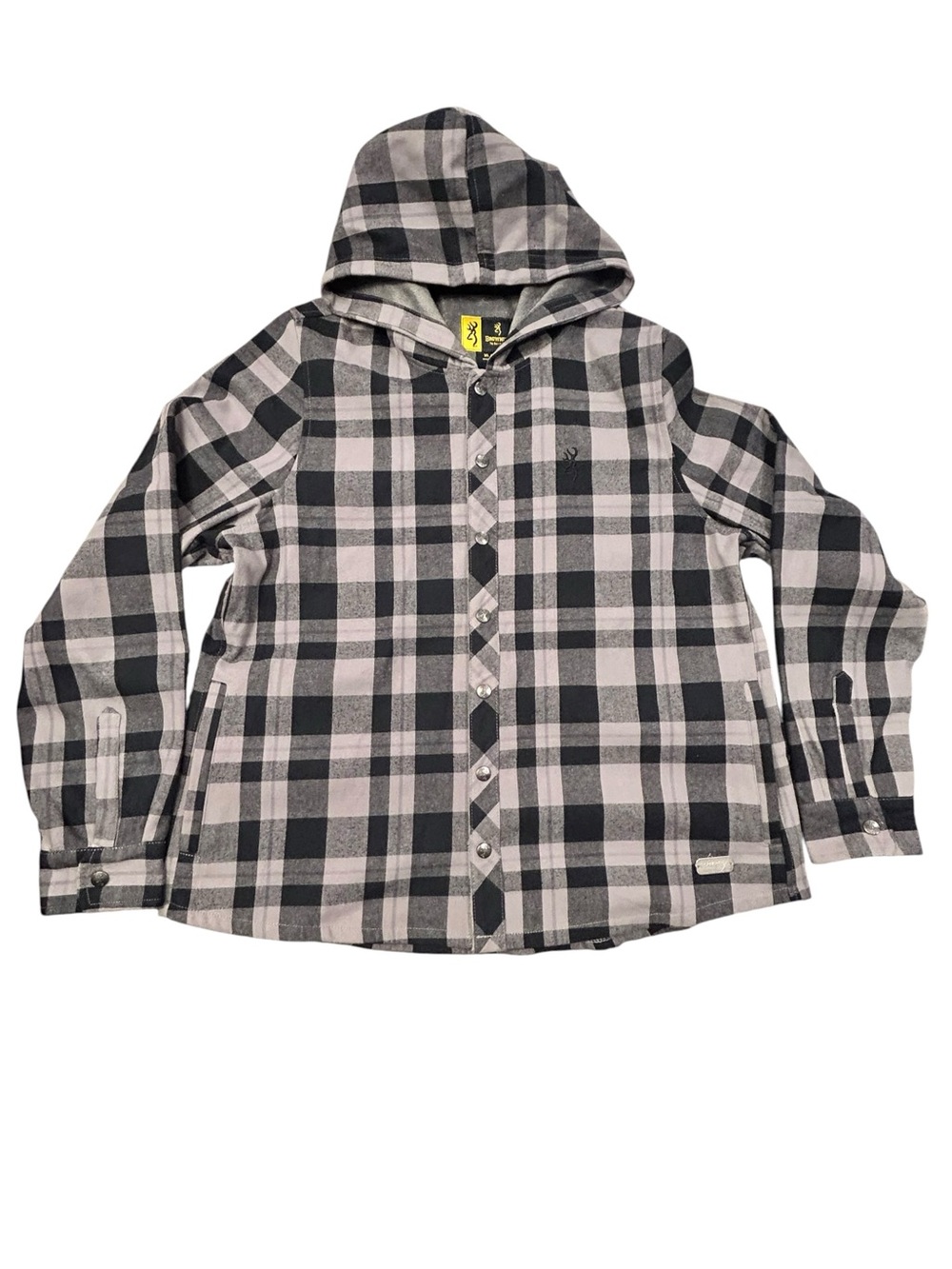Browning Lantana Fleece Line Flannel Shirt Jacket Shacket Women’s XL Gray Hooded